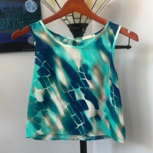 Blue and White Cropped Sleeveless Top